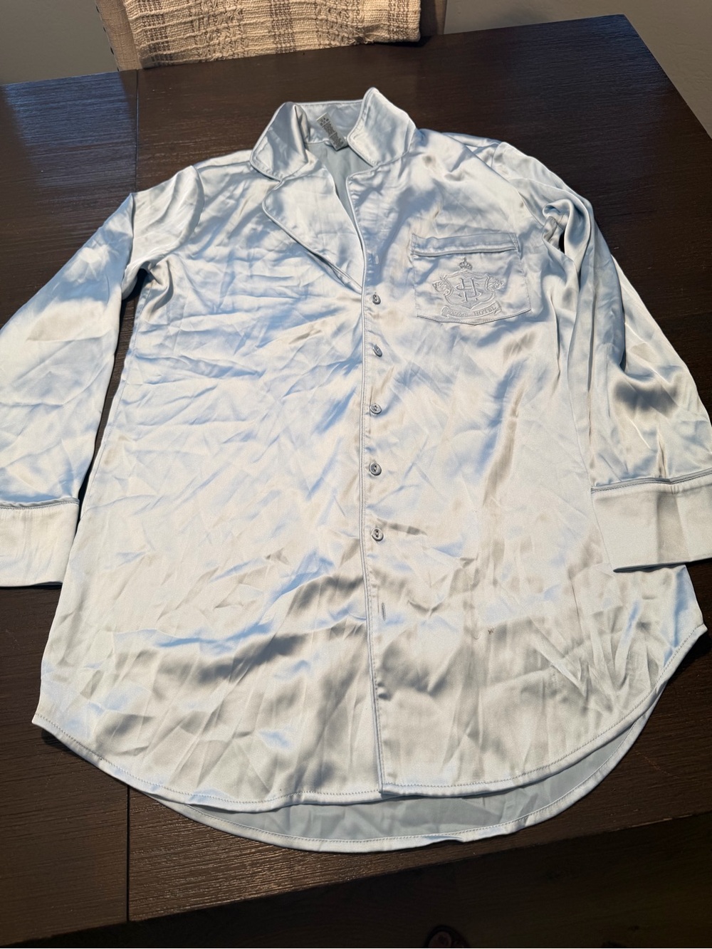 Men's Light Blue Satin Button-Down Shirt - Elegant Casual